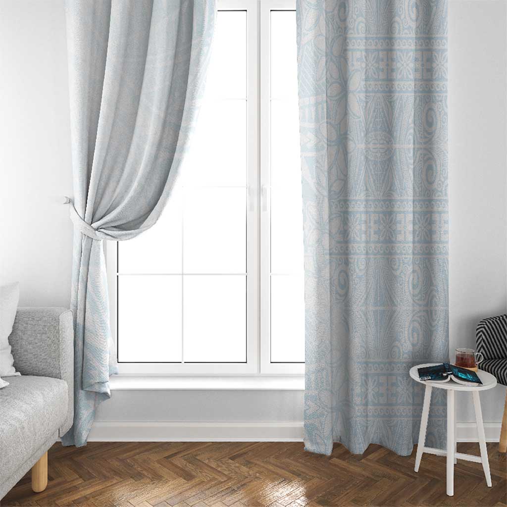 White Sunday Window Curtain Plumeria Tatau Mix Tapa LT7 - Polynesian Pride