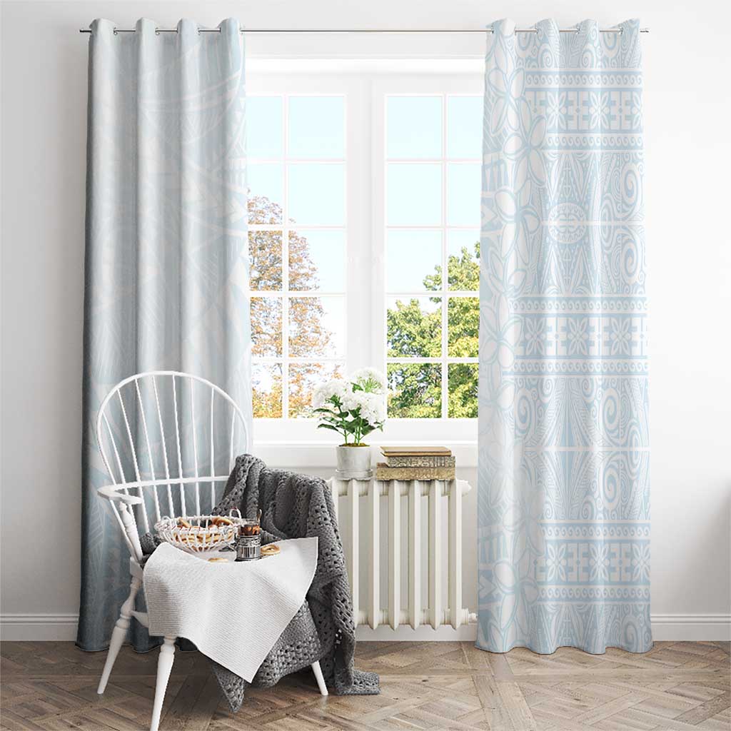White Sunday Window Curtain Plumeria Tatau Mix Tapa LT7 - Polynesian Pride