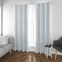 White Sunday Window Curtain Plumeria Tatau Mix Tapa LT7 With Grommets White - Polynesian Pride