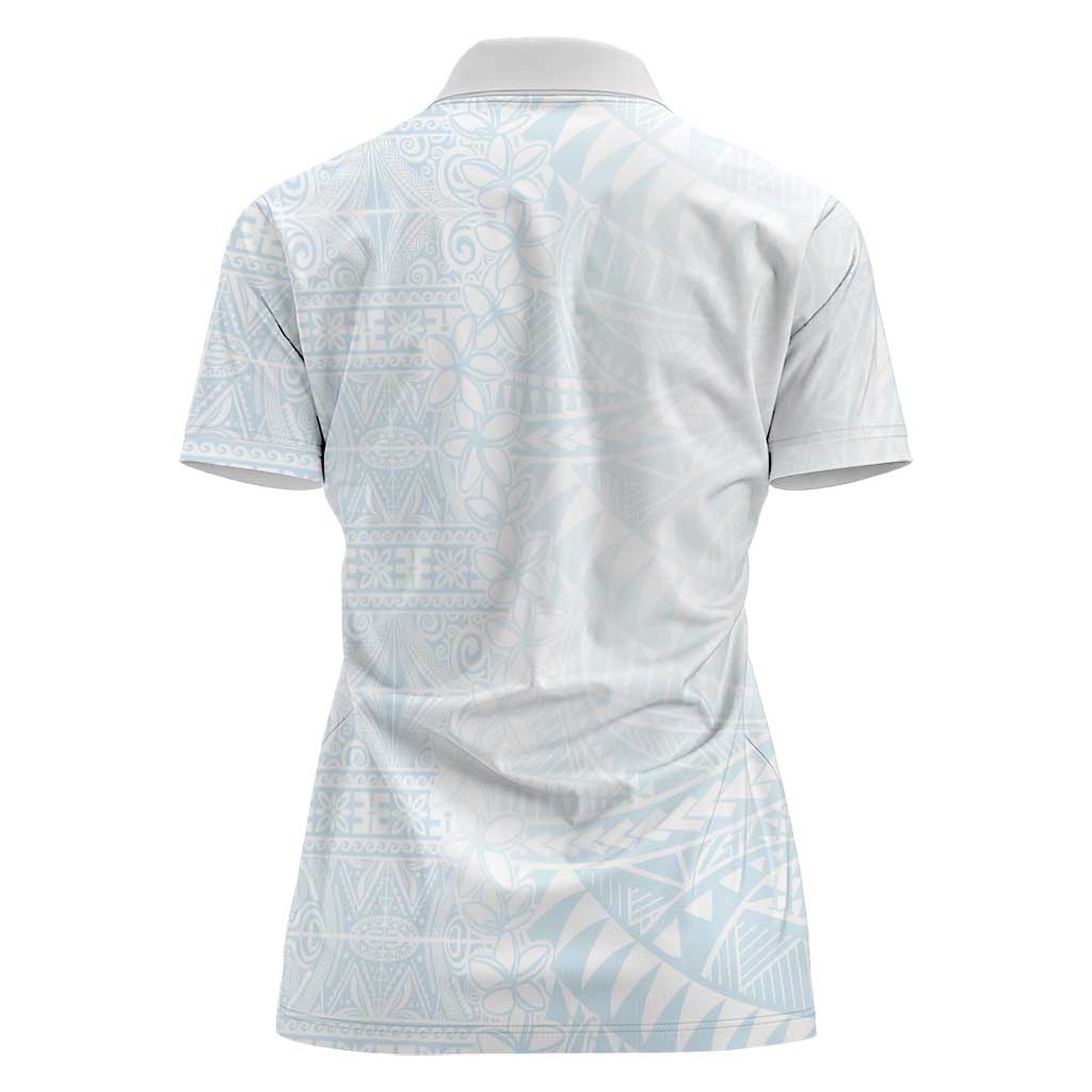 White Sunday Women Polo Shirt Plumeria Tatau Mix Tapa