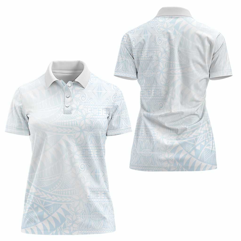 White Sunday Women Polo Shirt Plumeria Tatau Mix Tapa