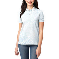 White Sunday Women Polo Shirt Plumeria Tatau Mix Tapa