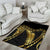 Polynesia Area Rug Black & Gold Fancy Plumeria