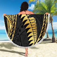 Polynesia Beach Blanket Black & Gold Fancy Plumeria LT7 - Polynesian Pride