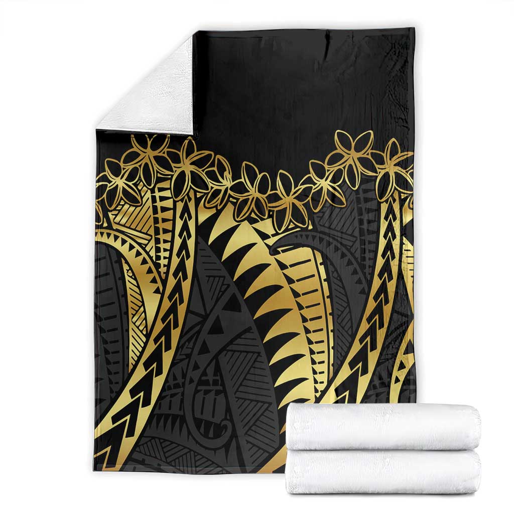 Polynesia Blanket Black & Gold Fancy Plumeria LT7 - Polynesian Pride