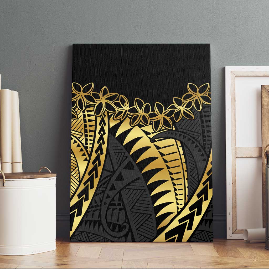 Polynesia Canvas Wall Art Black & Gold Fancy Plumeria LT7 - Polynesian Pride