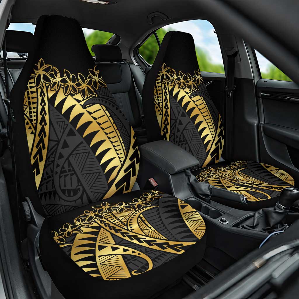 Polynesia Car Seat Cover Black & Gold Fancy Plumeria