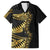 Polynesia Family Matching Long Sleeve Bodycon Dress and Hawaiian Shirt Black & Gold Fancy Plumeria