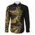 Polynesia Family Matching Long Sleeve Bodycon Dress and Hawaiian Shirt Black & Gold Fancy Plumeria