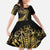 Polynesia Family Matching Mermaid Dress and Hawaiian Shirt Black & Gold Fancy Plumeria