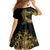 Polynesia Family Matching Mermaid Dress and Hawaiian Shirt Black & Gold Fancy Plumeria