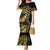 Polynesia Family Matching Mermaid Dress and Hawaiian Shirt Black & Gold Fancy Plumeria