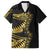 Polynesia Family Matching Off The Shoulder Long Sleeve Dress and Hawaiian Shirt Black & Gold Fancy Plumeria