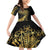 Polynesia Family Matching Off Shoulder Short Dress and Hawaiian Shirt Black & Gold Fancy Plumeria