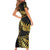 Polynesia Family Matching Short Sleeve Bodycon Dress and Hawaiian Shirt Black & Gold Fancy Plumeria