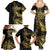 Polynesia Family Matching Summer Maxi Dress and Hawaiian Shirt Black & Gold Fancy Plumeria