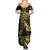 Polynesia Family Matching Summer Maxi Dress and Hawaiian Shirt Black & Gold Fancy Plumeria