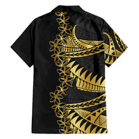 Polynesia Family Matching Tank Maxi Dress and Hawaiian Shirt Black & Gold Fancy Plumeria