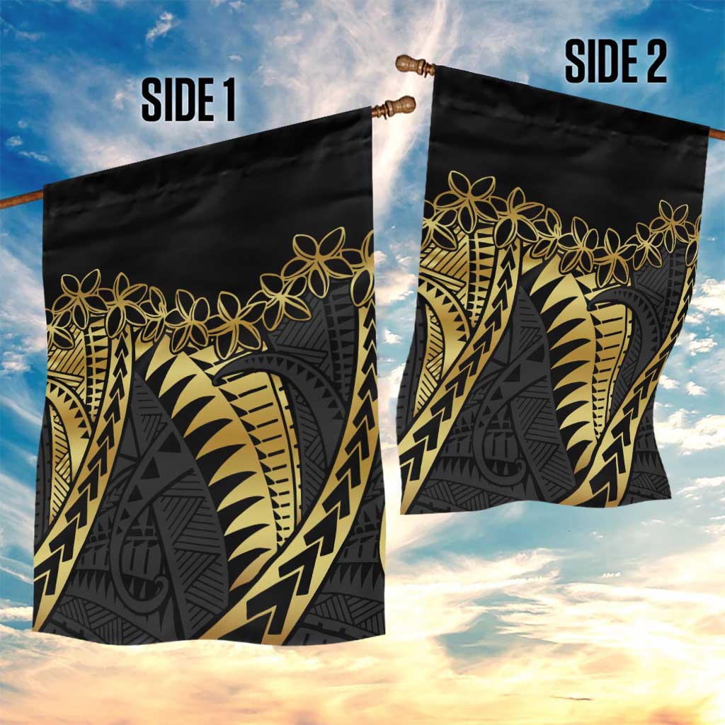 Polynesia Garden Flag Black & Gold Fancy Plumeria LT7 - Polynesian Pride