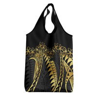 Polynesia Grocery Bag Black & Gold Fancy Plumeria LT7 - Polynesian Pride