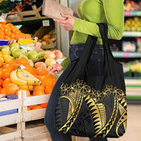 Polynesia Grocery Bag Black & Gold Fancy Plumeria LT7 - Polynesian Pride
