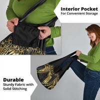 Polynesia Grocery Bag Black & Gold Fancy Plumeria LT7 - Polynesian Pride