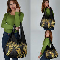 Polynesia Grocery Bag Black & Gold Fancy Plumeria LT7 - Polynesian Pride