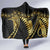 Polynesia Hooded Blanket Black & Gold Fancy Plumeria