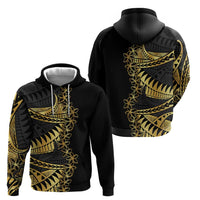 Polynesia Hoodie Black & Gold Fancy Plumeria LT7 - Polynesian Pride