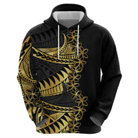 Polynesia Hoodie Black & Gold Fancy Plumeria LT7 - Polynesian Pride