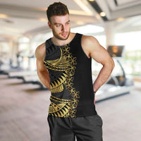 Polynesia Men Tank Top Black & Gold Fancy Plumeria LT7 Black Gold - Polynesian Pride