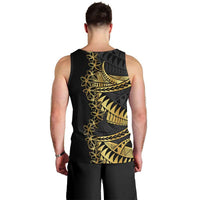 Polynesia Men Tank Top Black & Gold Fancy Plumeria LT7 - Polynesian Pride