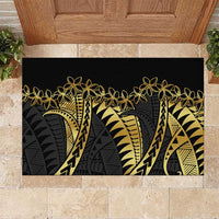 Polynesia Rubber Doormat Black & Gold Fancy Plumeria LT7 Black Gold - Polynesian Pride