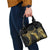 Polynesia Shoulder Handbag Black & Gold Fancy Plumeria