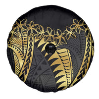 Polynesia Spare Tire Cover Black & Gold Fancy Plumeria LT7 - Polynesian Pride