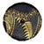 Polynesia Spare Tire Cover Black & Gold Fancy Plumeria