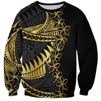 Polynesia Sweatshirt Black & Gold Fancy Plumeria