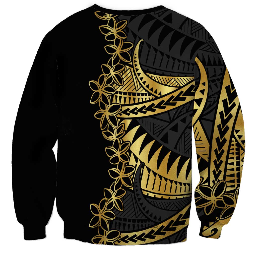 Polynesia Sweatshirt Black & Gold Fancy Plumeria