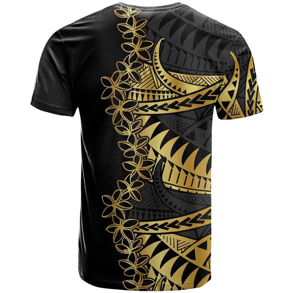 Polynesia T Shirt Black & Gold Fancy Plumeria LT7 - Polynesian Pride
