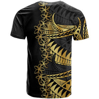 Polynesia T Shirt Black & Gold Fancy Plumeria LT7 - Polynesian Pride