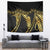 Polynesia Tapestry Black & Gold Fancy Plumeria