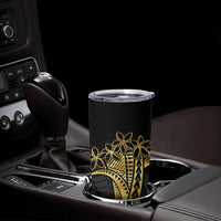 Polynesia Personalised Tumbler Cup Black & Gold Fancy Plumeria LT7 - Polynesian Pride