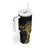 Polynesia Personalised Tumbler With Handle Black & Gold Fancy Plumeria