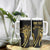 Polynesia Personalised Tumbler With Handle Black & Gold Fancy Plumeria