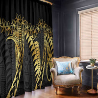 Polynesia Window Curtain Black & Gold Fancy Plumeria LT7 - Polynesian Pride