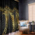 Polynesia Window Curtain Black & Gold Fancy Plumeria