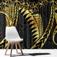Polynesia Window Curtain Black & Gold Fancy Plumeria LT7 - Polynesian Pride