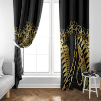 Polynesia Window Curtain Black & Gold Fancy Plumeria LT7 - Polynesian Pride