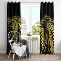 Polynesia Window Curtain Black & Gold Fancy Plumeria LT7 - Polynesian Pride