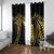 Polynesia Window Curtain Black & Gold Fancy Plumeria